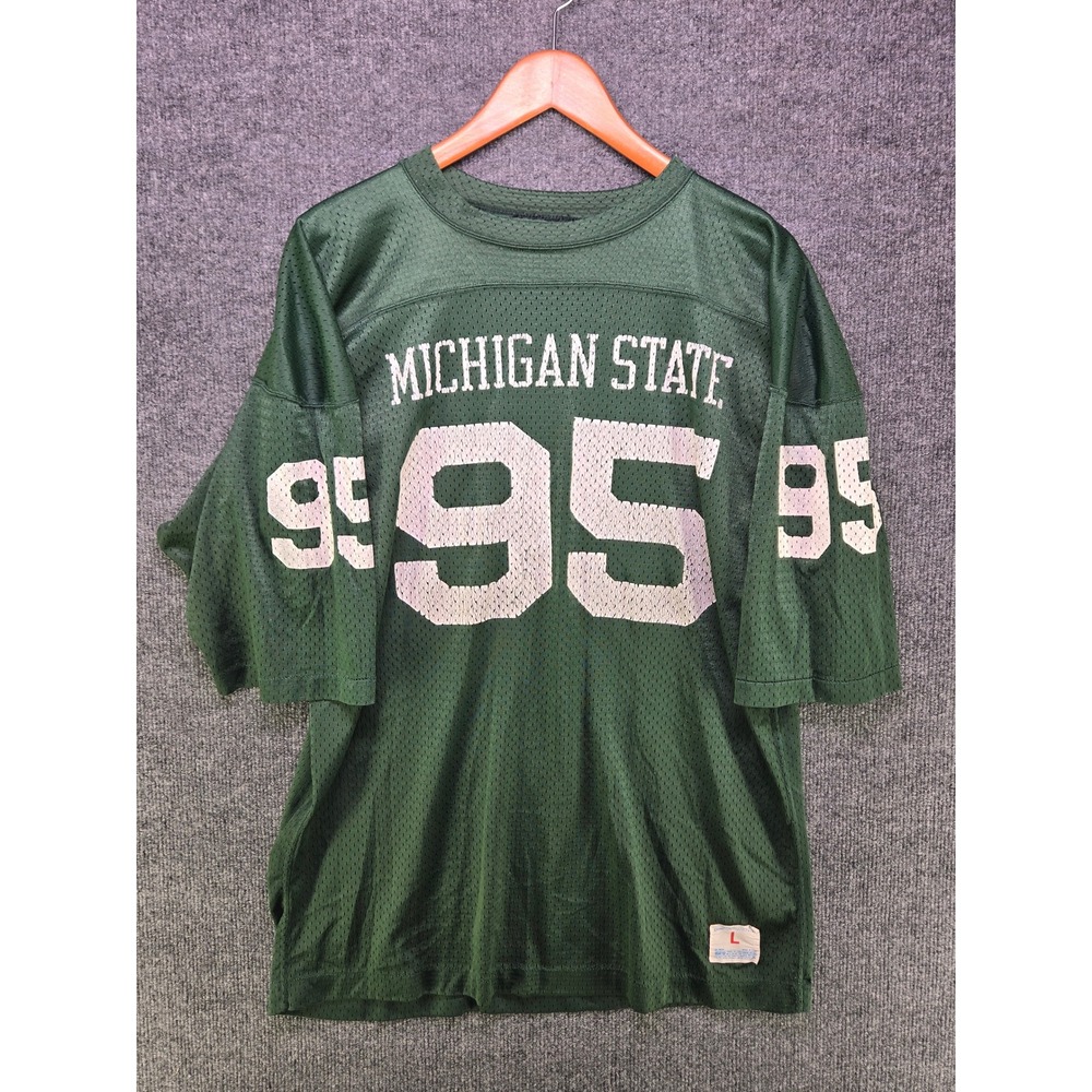 Vintage Champion Michigan State Spartans Jersey 95 Green Mesh Mens L Made in USA